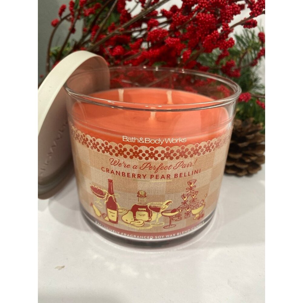 Bath & Body Works “Cranberry Pear Bellini” New 3 Wick Candle